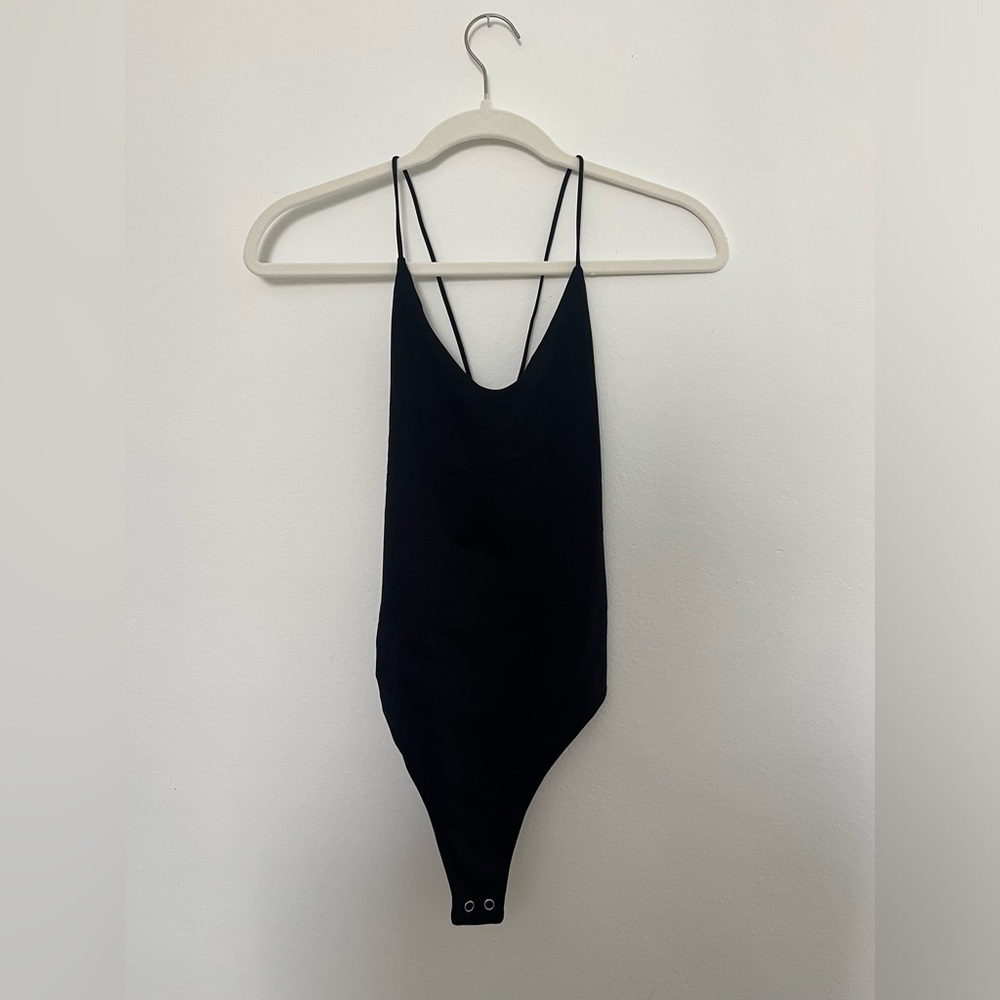 Black Spaghetti Strap Bodysuit